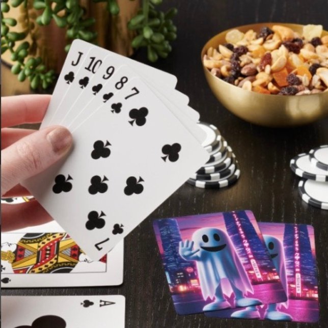 Ghostly Wave & Urban Lights Playing Cards (Poker cards easy to shuffle, smooth card stock. Dimensions: 2.5" x 3.5”. )