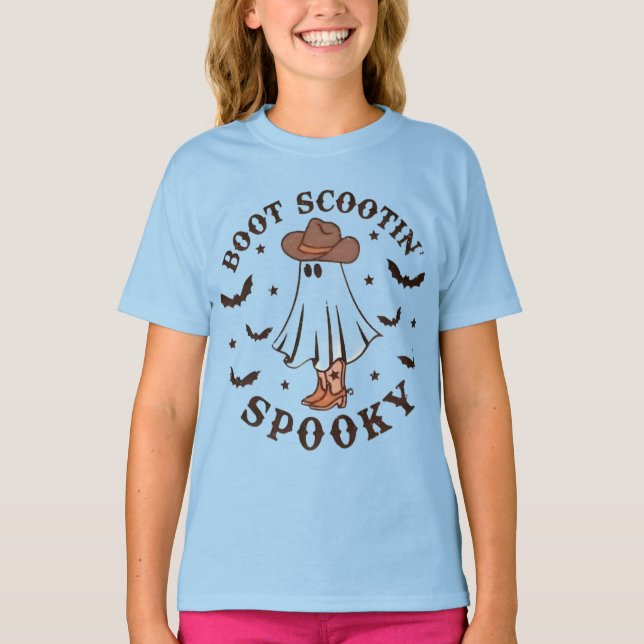 Ghostly Western Boot Bash Girl's T-Shirt (Front)