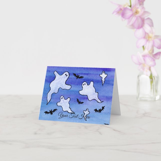 Ghosts and Bats Card (Orchid)