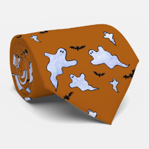 Ghosts and Bats Halloween Tie