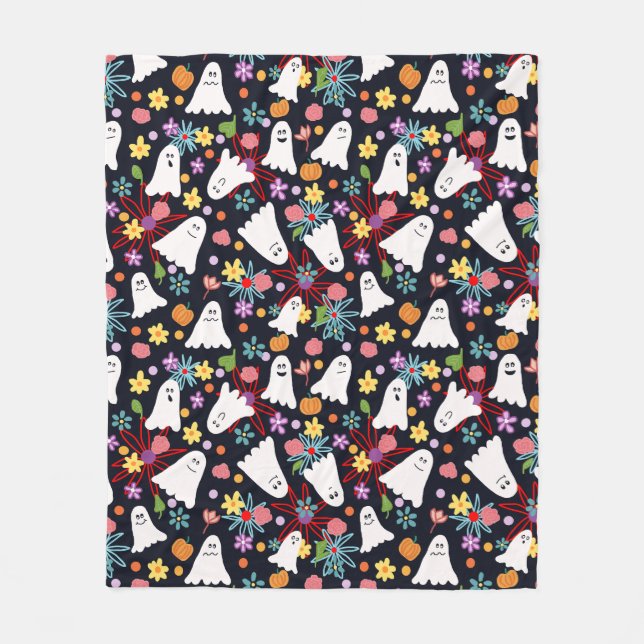 Ghosts and Flowers Fleece Blanket (Front)