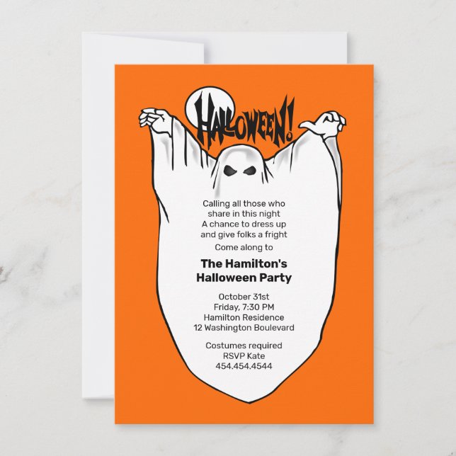 Ghosts and Ghouls Halloween Costume Party Invitation (Front)