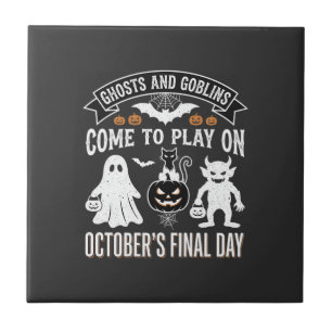 Ghosts and Goblins Halloween October Final Day_1 Ceramic Tile