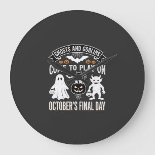 Ghosts and Goblins Halloween October Final Day_1 Large Clock