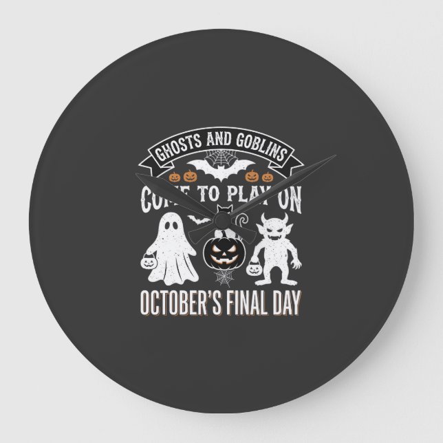 Ghosts and Goblins Halloween October Final Day_1 Large Clock (Front)