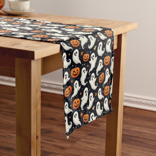 Ghosts and Jack o'Lanterns Short Table Runner (In Situ)