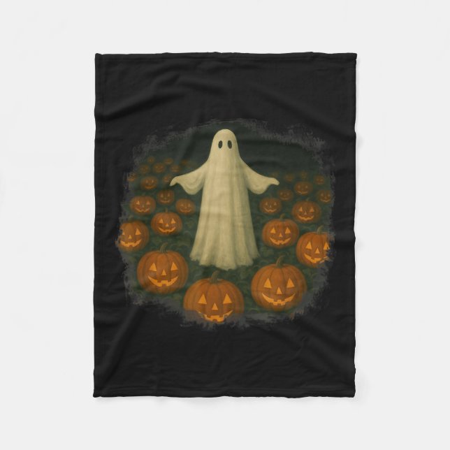 Ghosts And Pumpkins! Halloween!  Fleece Blanket (Front)