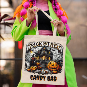 Ghosts and pumpkins on Halloween night Tote Bag