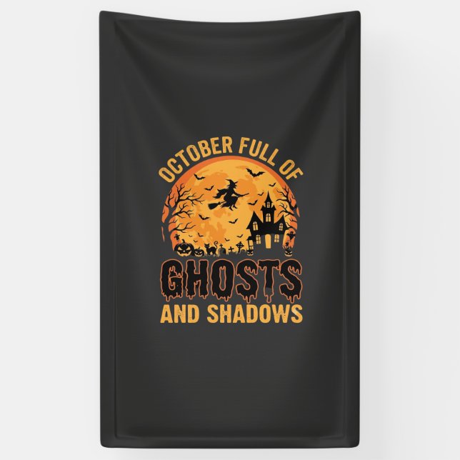 Ghosts and Shadows Halloween Moon Design Banner (Vertical)