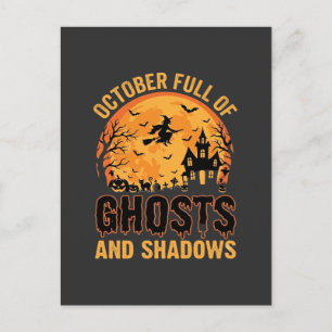 Ghosts and Shadows Halloween Moon Design Postcard