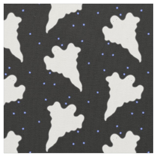 Ghosts and Stars Halloween Pattern Fabric (Close Up)