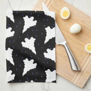 Ghosts and Stars Halloween Pattern Tea Towel