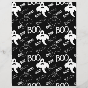Ghosts Black & White Halloween Patterned Paper