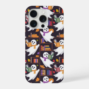 Ghosts Books and Pumpkin Halloween Pattern iPhone 15 Pro Case