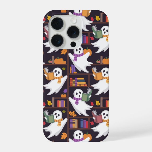 Ghosts Books and Pumpkin Halloween Pattern iPhone Case (Back)