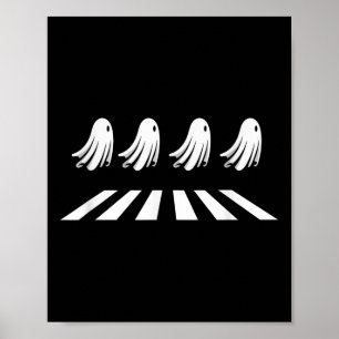 Ghosts Crossing Road Funny Halloween Spooky Kids C Poster