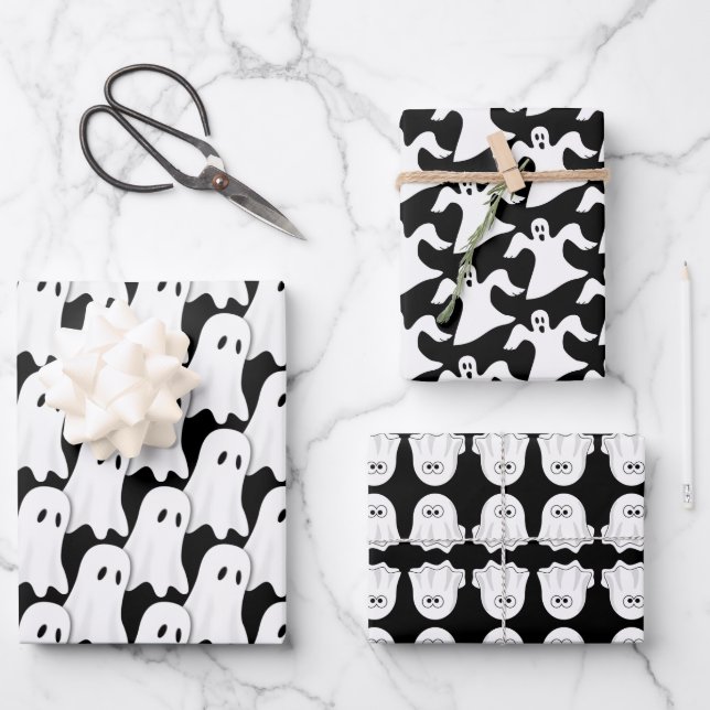 Ghosts Design Wrapping Paper Sets (Front)