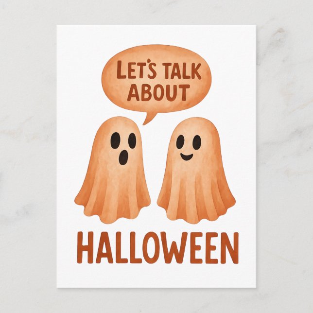 Ghosts Discussing Halloween Postcard (Front)