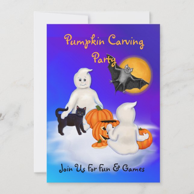 Ghosts & Friends Pumpkin Carving Party Invitation (Front)