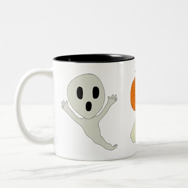 Ghosts Giant  Two-Tone Coffee Mug (Left)