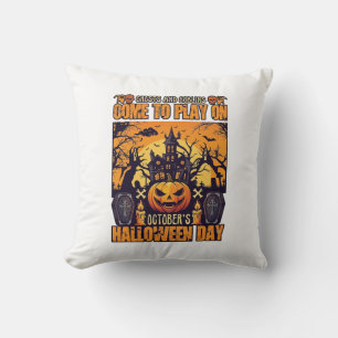 Ghosts Goblins Halloween Come Play October Haunted Cushion