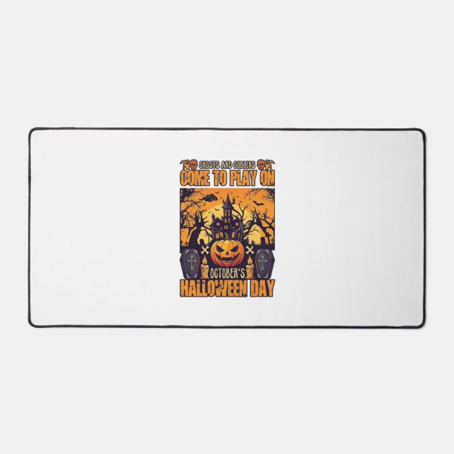 Ghosts Goblins Halloween Come Play October Haunted Desk Mat (Front)