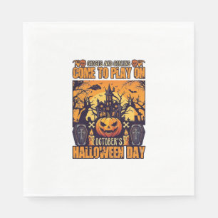 Ghosts Goblins Halloween Come Play October Haunted Napkin
