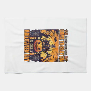 Ghosts Goblins Halloween Come Play October Haunted Tea Towel