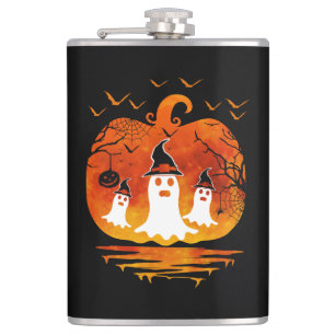 GHOSTS HALLOWEEN COSTUME PUMPKIN FALL SEASON GIFTS HIP FLASK