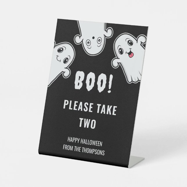 Ghosts Halloween Trick Or Treaters Take Your Candy Pedestal Sign (Front)