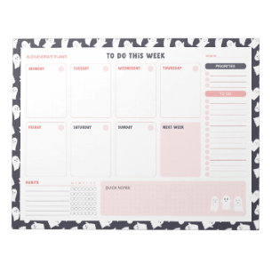 Ghosts Halloween Weekly To Do List Planner Notepad