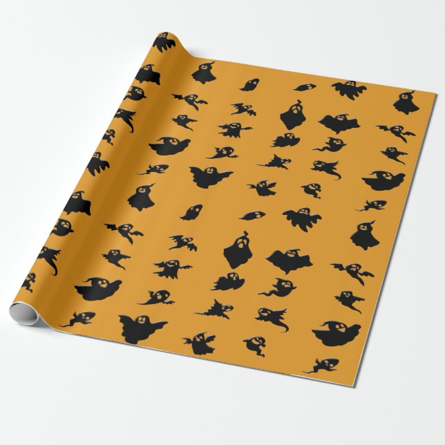 Ghosts Halloween Wrapping Paper (Unrolled)
