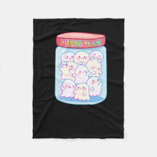 Ghosts Happy Pills Sticker Fleece Blanket