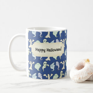 Ghosts Haunted Halloween Pixel Art Pattern Coffee Mug