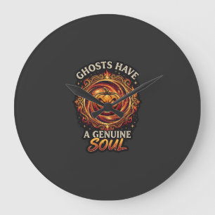 Ghosts Have Genuine Soul Haloween Pumpkin Fire Swi Large Clock