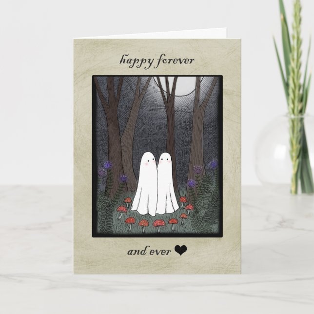 Ghosts in Magic Circle Enchanted Couple Love Card (Front)