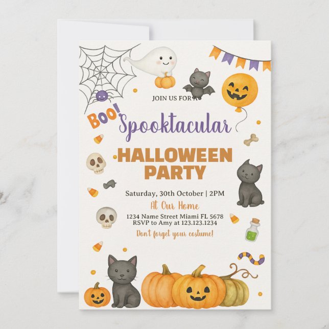 Ghosts, Pumpkins & Costume Bash Card (Front)