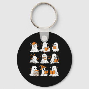 Ghosts Reading Books Lovers Club Booooks Halloween Key Ring