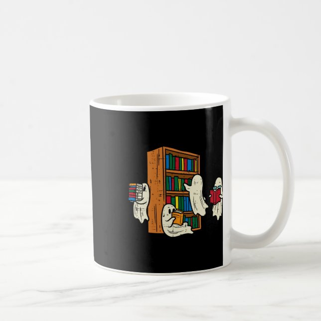 Ghosts Reading Books Teacher Halloween Librarian B Coffee Mug (Right)