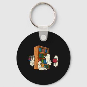 Ghosts Reading Books Teacher Halloween Librarian B Key Ring
