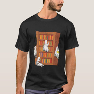 Ghosts Reading Books Teacher Halloween Librarian B T-Shirt
