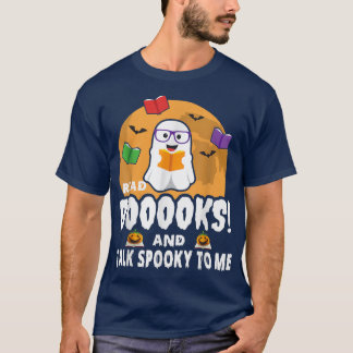 Ghosts Reading Books Teacher Halloween Librarian B T-Shirt
