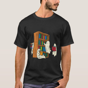 Ghosts Reading Books Teacher Halloween Librarian B T-Shirt