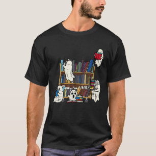 Ghosts Reading Books Teacher Halloween Librarian T-Shirt
