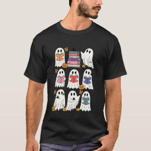 Ghosts Reading Books with Candy and Pumpkins Hallo T-Shirt