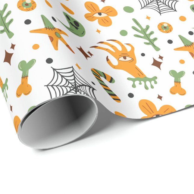 Ghosts, Skulls & Bones Spooky Halloween  Wrapping Paper (Roll Corner)