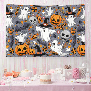 Ghosts Spooky and Creepy Cute Monsters Banner