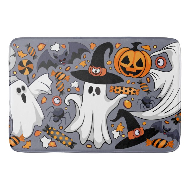 Ghosts Spooky and Creepy Cute Monsters Bath Mat (Front)