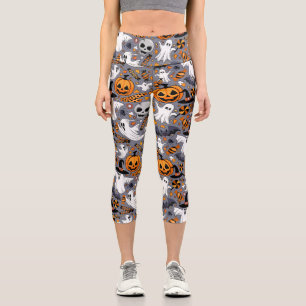 Ghosts Spooky and Creepy Cute Monsters Capri Leggings