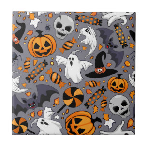 Ghosts Spooky and Creepy Cute Monsters Ceramic Tile